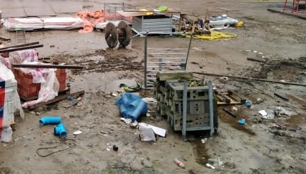Afval op de bouwplaats