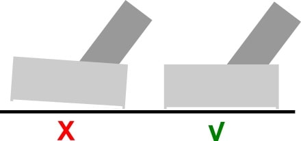  Positionering mondstuk voor zuigkracht: links geen optimaal vacuüm zuigend effect